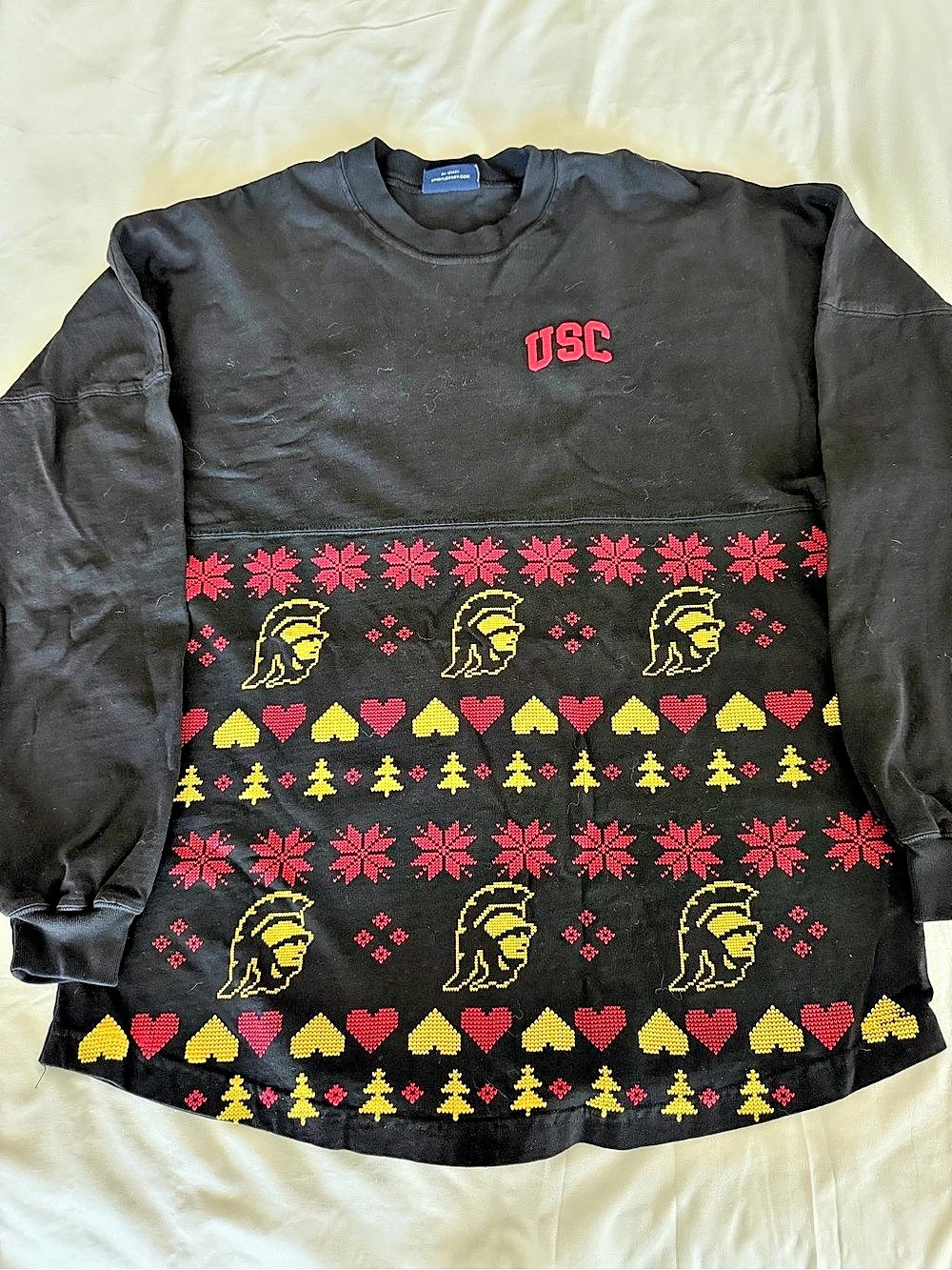 USC Trojans Christmas Pattern Sweatshirt in Black & Red